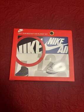 Nike First-Year Bodysuit and Milestone Blanket 3-Piece Gift Set
